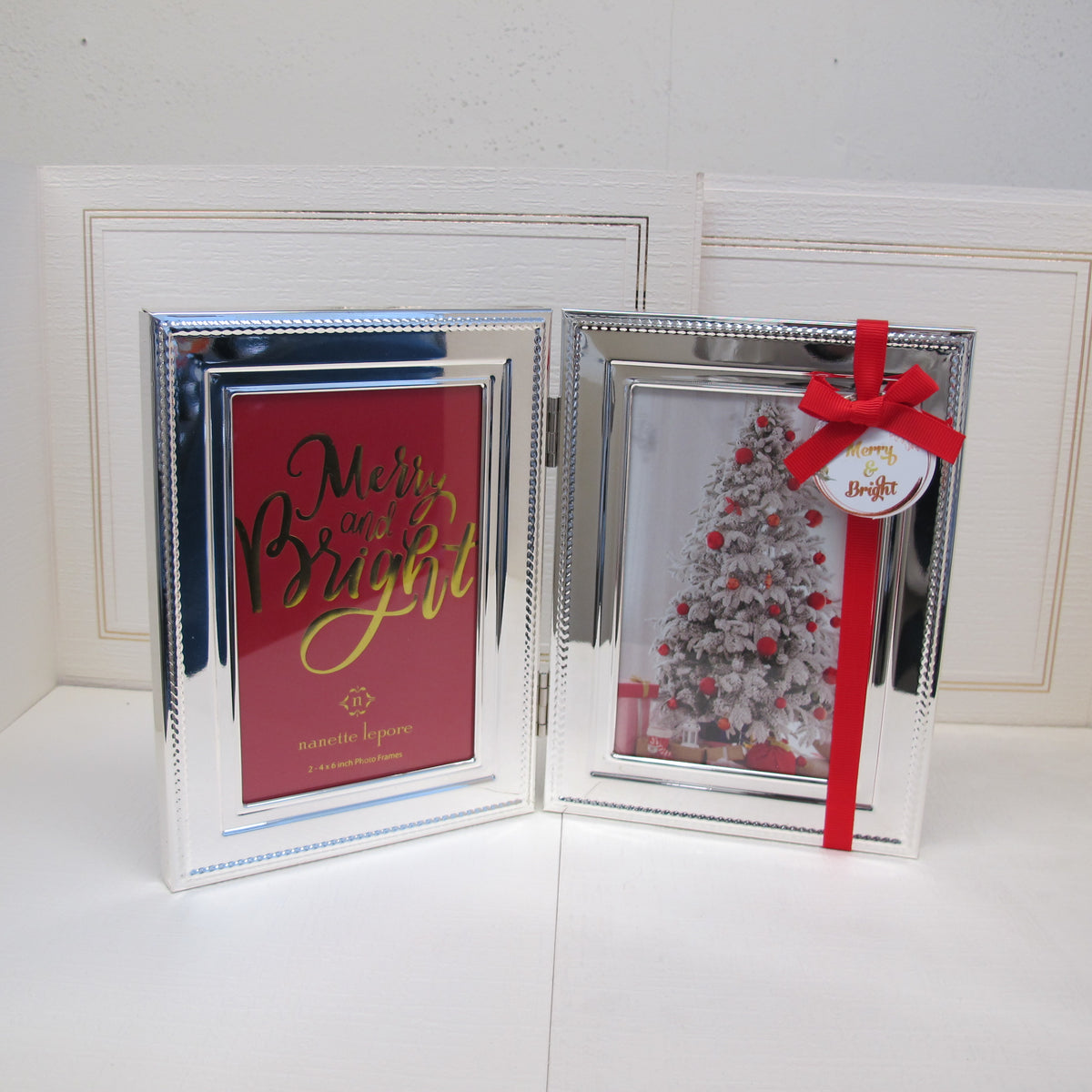 Lepore 4x6" Double Sided Silver Holiday Photo Frame